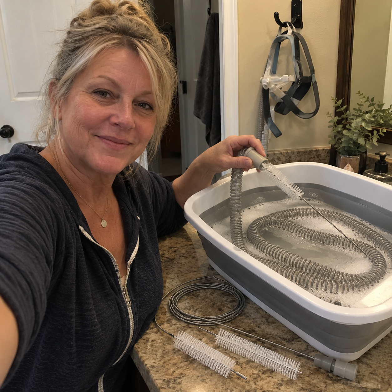 BreeWell Clean & Dry Kit drying a CPAP hose